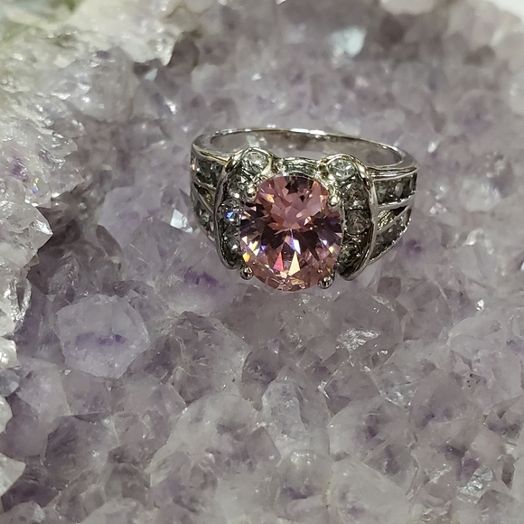 Jewelry - Silver Ring with Pink Stone.